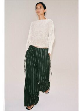 Zara ZW COLLECTION STRIPED LINEN PANTS